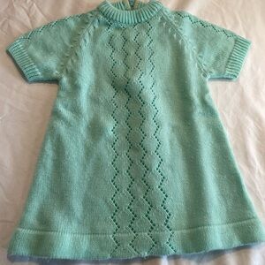 Mint Green Knitted Vintage Baby Dress